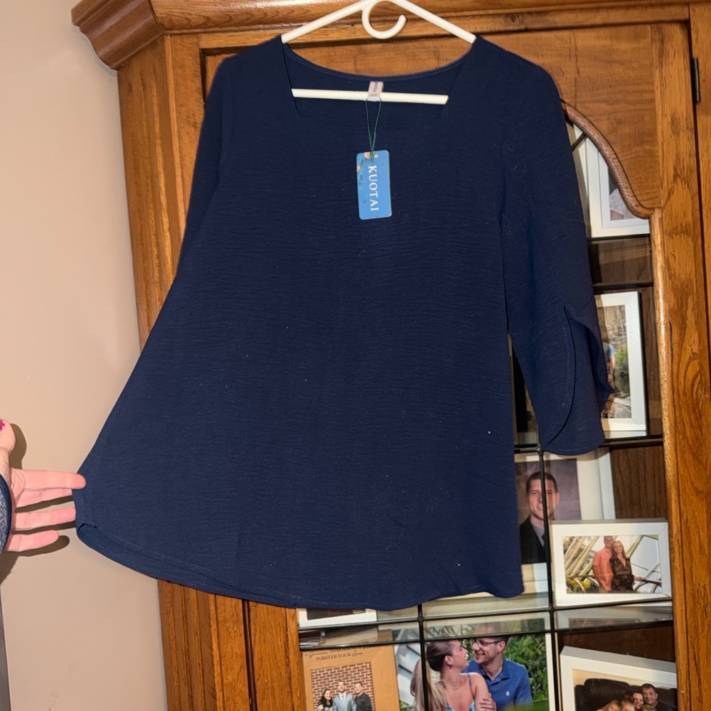NEW NWT Sz Small Deep Blue Women's Top. KUOTAI